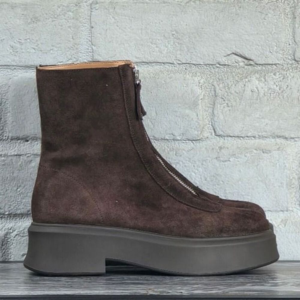 Steve Madden Jones Chocolate Brown Suede Front Zip Platform Boots NWOT Women 9.5